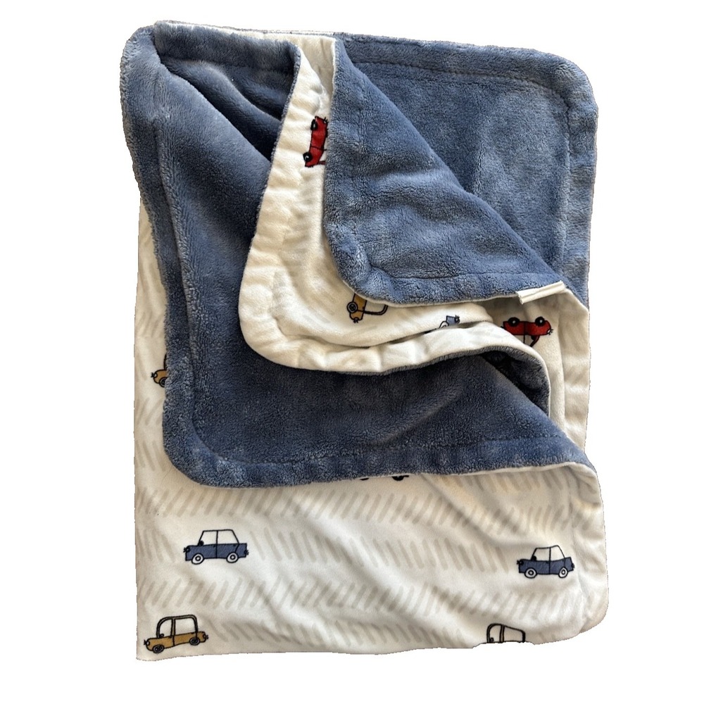 Mother's Promise Baby Blanket Cars Blue Backing Vehicles 30x40 Soft